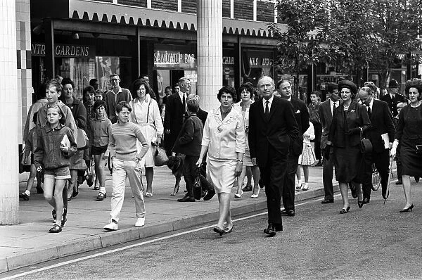 Conservative Prime Minister Alec Douglas-Home on his whistle stop tour of East London and Essex