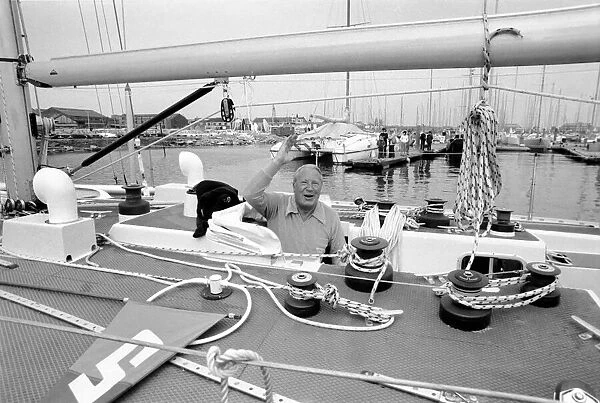 Former Conservative Prime Minister Edward Heath at launching of a new yacht