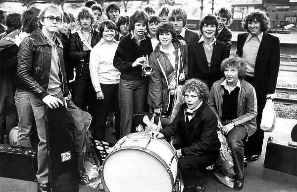 Consett Junior Brass Band on their way to London for a parade on July 9, 1980