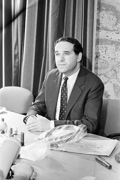Consevative Home Secretary Leon Brittan at a press conference at Sheffield Police