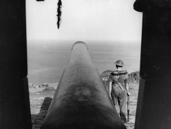 Framed Print : Constant exercises by night and day keep the coastal defence batteries of the Royal Framed Print : Constant exercises by night and day keep the coastal defence batteries of the Royal