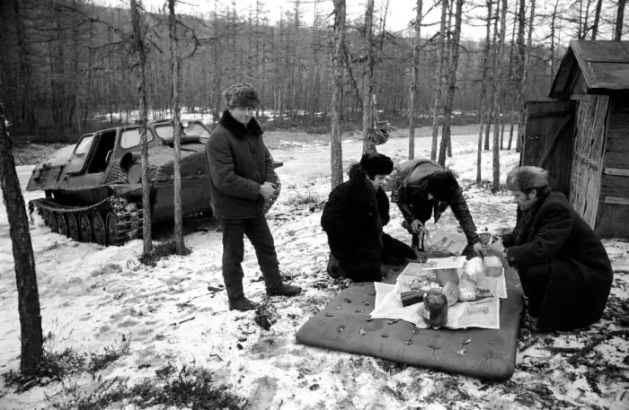 Framed Print : Construction. Frontier. Railway. Forest. Lifestyle. Siberia. Railroad Town. 77-02177-035