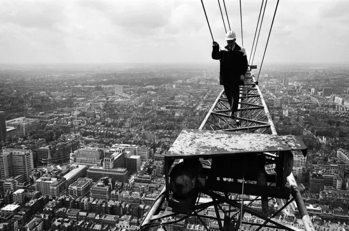 Framed Print : Construction of the GPO Tower, London. 15th July 1964 Framed Print : Construction of the GPO Tower, London. 15th July 1964