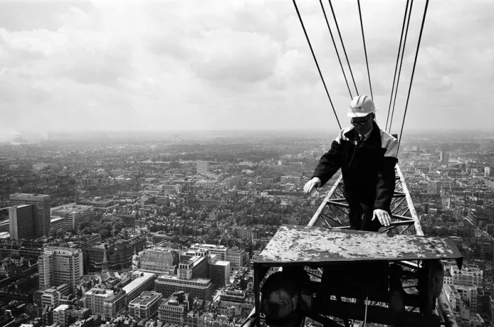 Framed Print : Construction of the GPO Tower, London. 15th July 1964 Framed Print : Construction of the GPO Tower, London. 15th July 1964