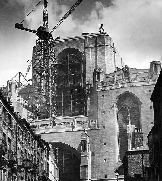 Construction of the Liverpool Anglican Cathedral, picture shows the process