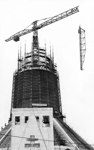 Construction of Liverpool Metropolitan Cathedral, Liverpool, Merseyside