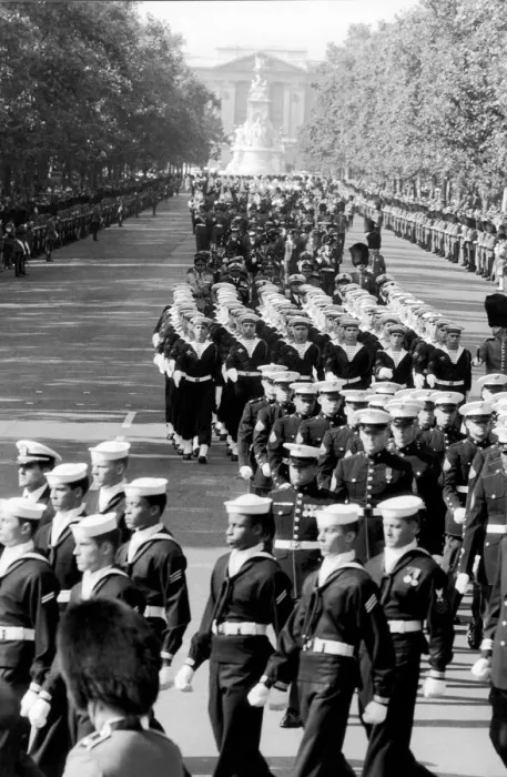 Framed Print : Contingents of foreign Navies and Marines marching during the funeral procession of Lord Framed Print : Contingents of foreign Navies and Marines marching during the funeral procession of Lord