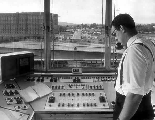 The control room for the swing bridge at Cumberland Basin, Bristol circa 1969