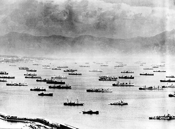 Convoy of Allied ships assembles in Southern Italy in preparation for the invasion of