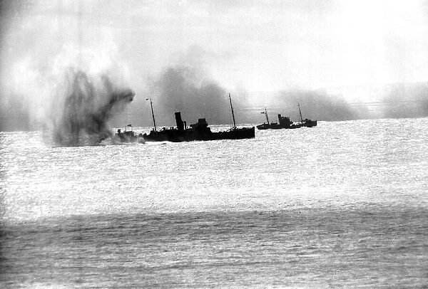 A convoy being bombed in the straits of Dover during WW2 In 1940 the German