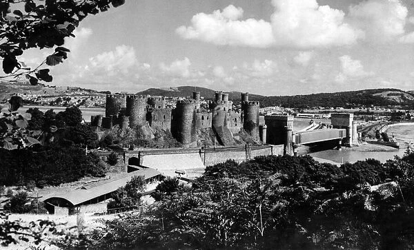 Conwy Castle in Conwy, (in the historic county of Caernarvonshire). 2nd September 1938