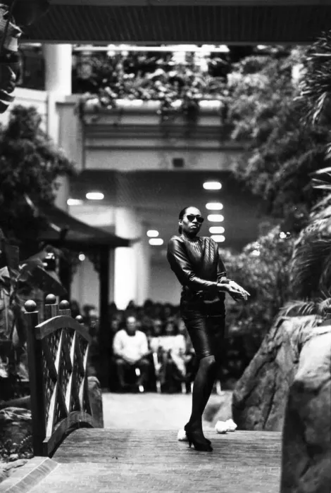 Framed Print : Cool on the catwalk... even in the centrally-heated MetroCentre - fashion show