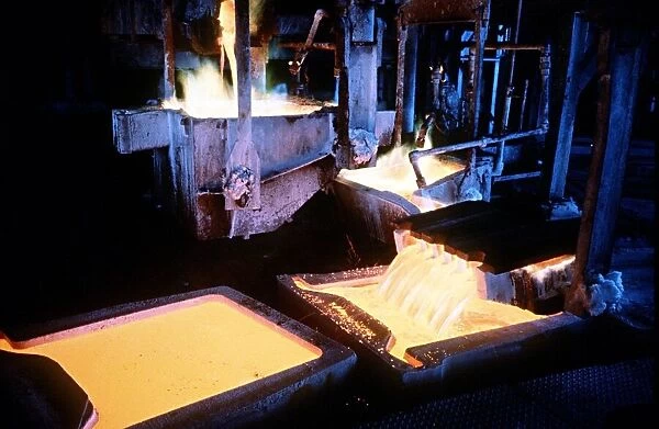Copper anodes being casted at copper smelter at Mount Isa