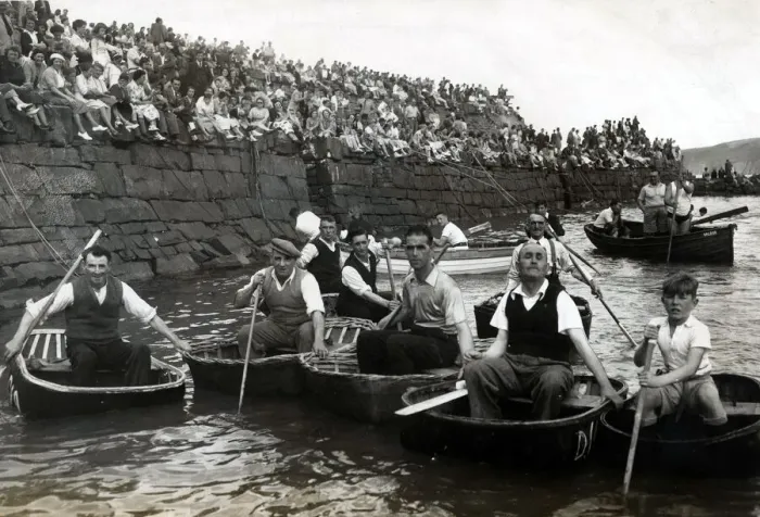 Framed Print : Coracle Racing - These coracle men, their age old craft slung about their shoulders Framed Print : Coracle Racing - These coracle men, their age old craft slung about their shoulders