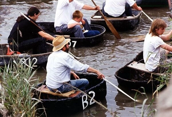Coracle Racing - The tradition of coracle racing returned to the Tywi at the weekend as