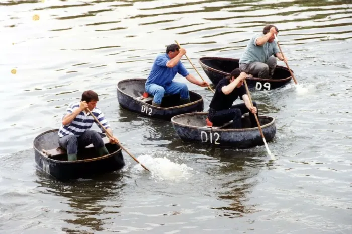 Framed Print : Coracle racing - The tradition of coracle racing returned to the Tywi at the weekend - as Framed Print : Coracle racing - The tradition of coracle racing returned to the Tywi at the weekend - as