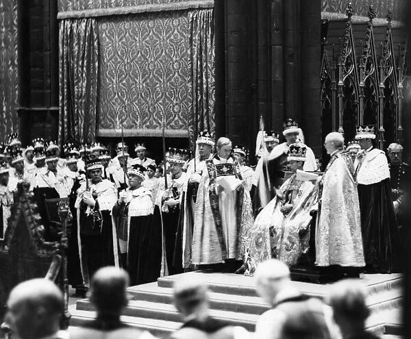 Coronation of King George VI 12th May 1937. King George VI is passed one of the two