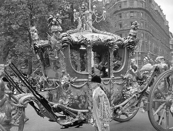 The Coronation of Queen Elizabeth II. The Golden State coach transporting