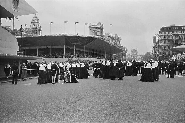 Coronation of Queen Elizabeth II. A group of peers gathered together en route to