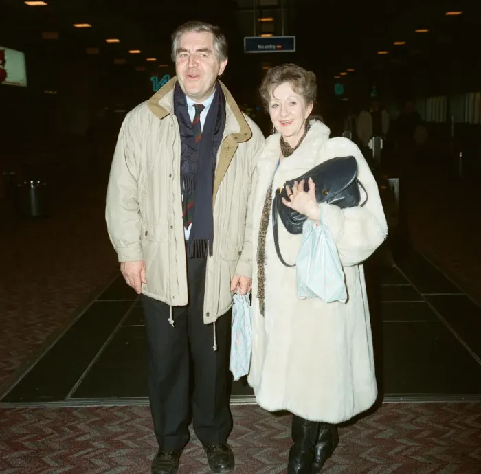 Framed Print : Coronation Streets Thelma Barlow and Peter Baldwin at Heathrow Airport Framed Print : Coronation Streets Thelma Barlow and Peter Baldwin at Heathrow Airport