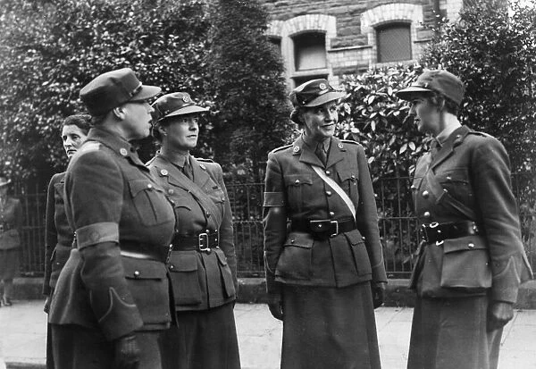 Corps Commandant Mrs. R. Peake inspected new recruits of the M. T. C. at Cardiff