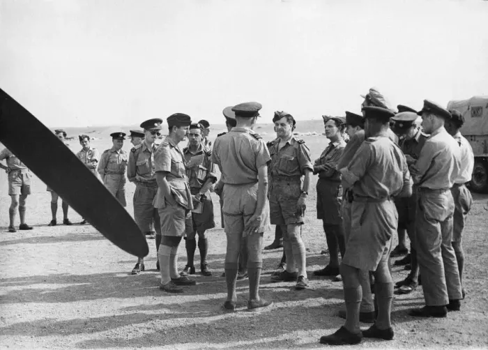 Framed Print : Correspondents talking to W / Cdr. H. Law-Wright (centre). 14th October 1943 Framed Print : Correspondents talking to W / Cdr. H. Law-Wright (centre). 14th October 1943