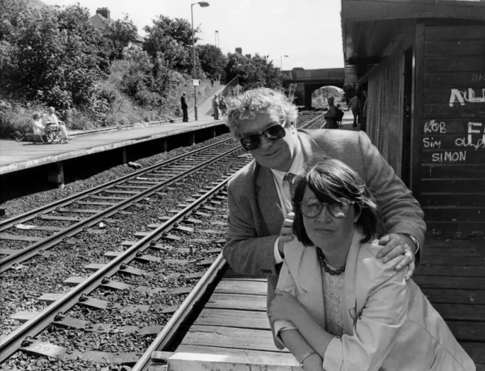 Framed Print : Councillor Bill Hilton and Susan Fairbairn at the derelict Seaburn Railway Station which Framed Print : Councillor Bill Hilton and Susan Fairbairn at the derelict Seaburn Railway Station which