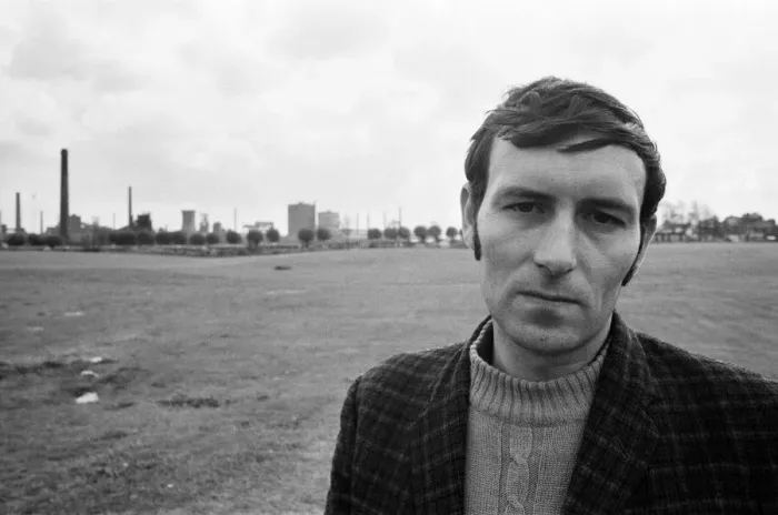 Framed Print : Councillor Jim Hudson, pictured in the shadow of the Irlam Steel works. 23rd June 1972 Framed Print : Councillor Jim Hudson, pictured in the shadow of the Irlam Steel works. 23rd June 1972