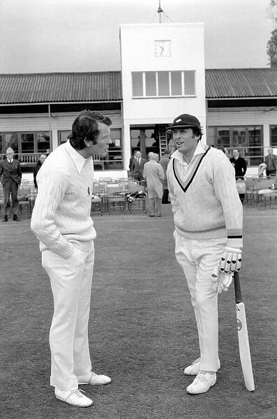 County Cricket match Kent v Yorkshire. Mike Denness (left