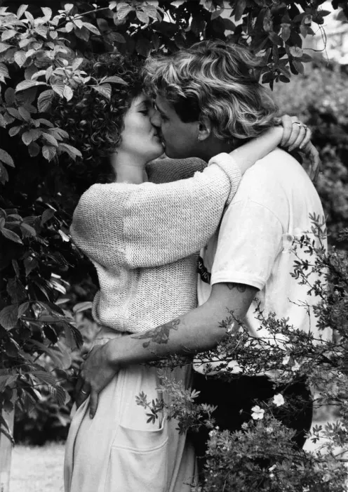 Framed Print : Couple kissing amongst the trees. July 1987 P010012 Framed Print : Couple kissing amongst the trees. July 1987 P010012