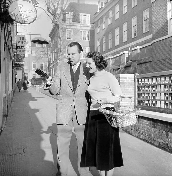 Couple Shopping: Nigel Kneale with his wife Judy Kerr seen here out shopping