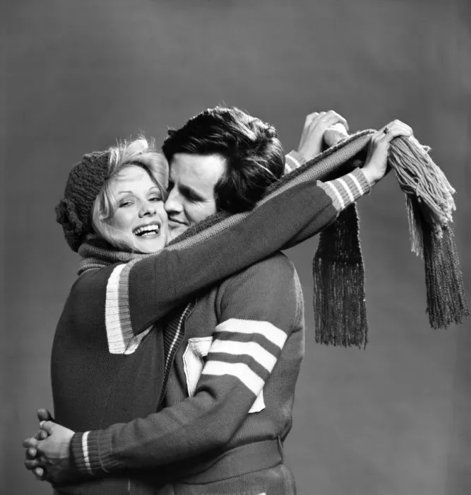 Framed Print : Couple / Smiling: Models Sharron Lynne and Alistair Findlay. February 1975 75-00869-001 Framed Print : Couple / Smiling: Models Sharron Lynne and Alistair Findlay. February 1975 75-00869-001