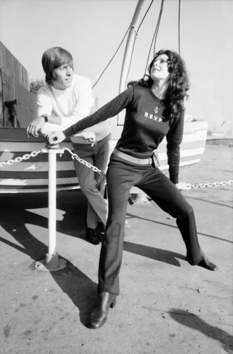 Framed Print : Couple wearing the latest leisurewear pose by a boat. November 1969 Z10672-004 Framed Print : Couple wearing the latest leisurewear pose by a boat. November 1969 Z10672-004
