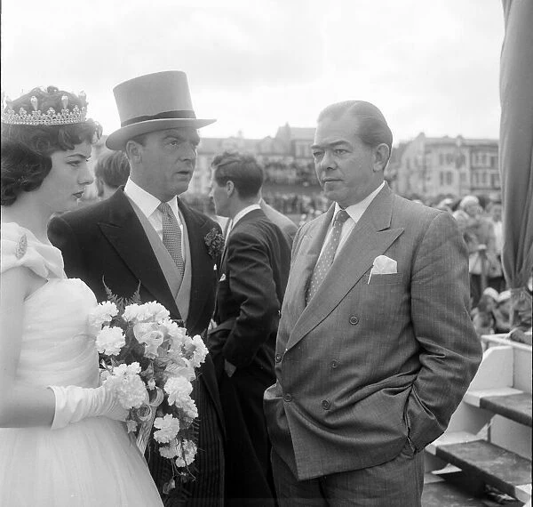 Couple after their wedding ceremony at blackpool beach August 1958