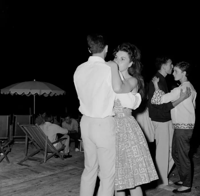 Framed Print : Couples slow dancing on the dancefloor of a bar in the French Riviera Framed Print : Couples slow dancing on the dancefloor of a bar in the French Riviera