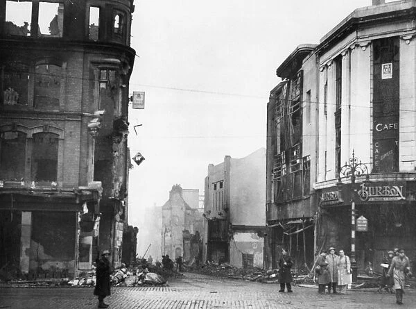 Coventry blitz Bomb damage at Broadgate in Coventry City centre after an air
