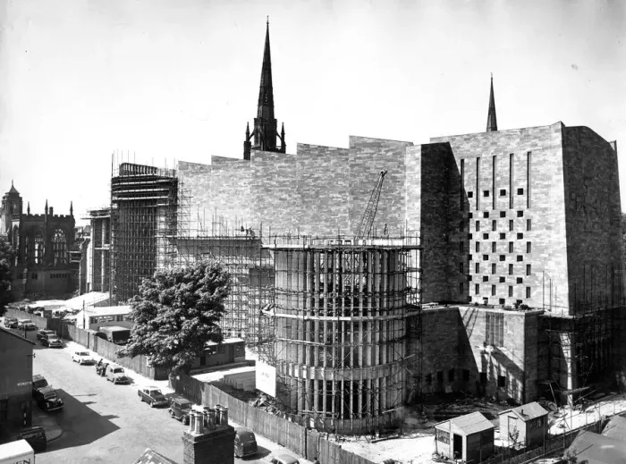 Framed Print : Coventry cathedral during construction. 2nd June 1961 Framed Print : Coventry cathedral during construction. 2nd June 1961