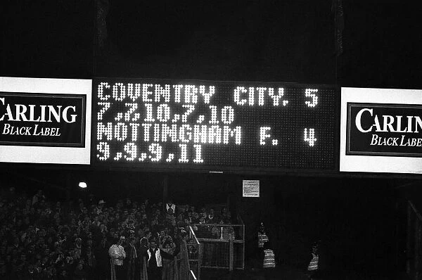 Coventry City 5 v Nottingham Forest 4. Fourth round of the Rumbelows Cup at
