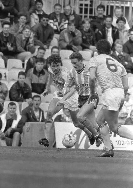 Coventry City v Derby. Kevin Gallacher races past the Spurs players