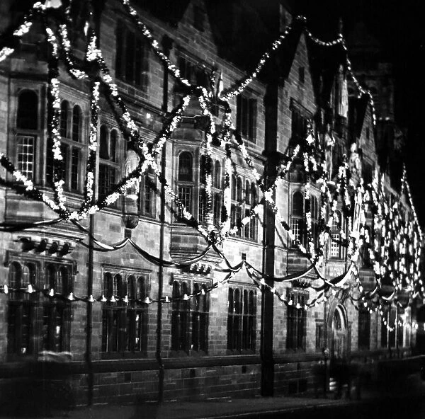 Coventry Council House adorned with christmas decorations. 1935