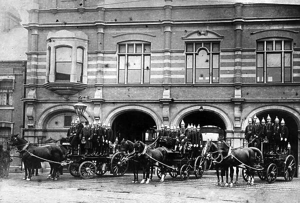 Coventry Fire Brigade at Hales Street, during one of its inspections in 1911 - exactly