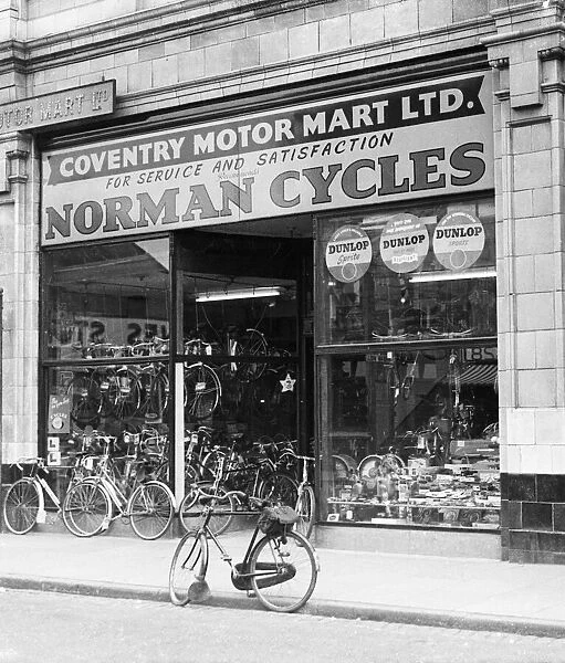 Coventry Motor Mart bicycle shop on White Friars Street Coventry circa 1957