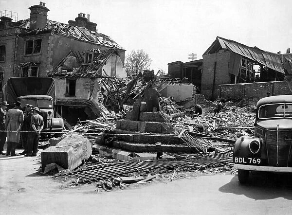 Cowes, Isle of Wight, blitzed. The war memorial was destroyed. May 1942