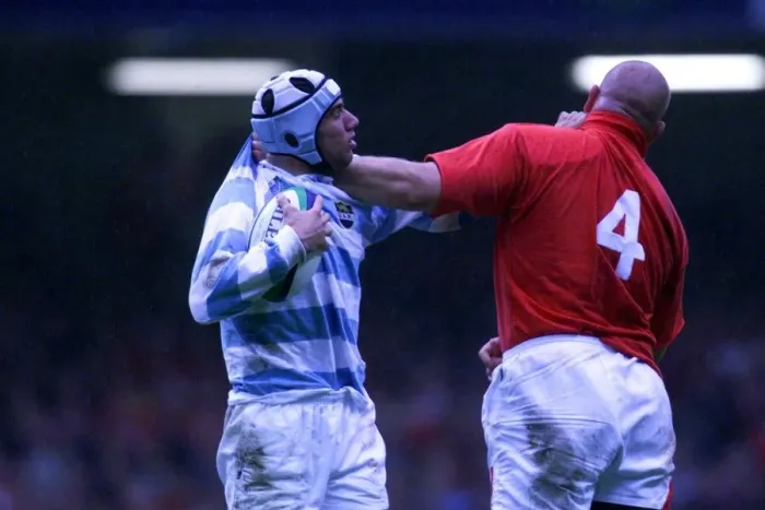 Framed Print : Craig Quinell and Lucas Ostiglia come to blows in October 1999 during the Wales v Framed Print : Craig Quinell and Lucas Ostiglia come to blows in October 1999 during the Wales v
