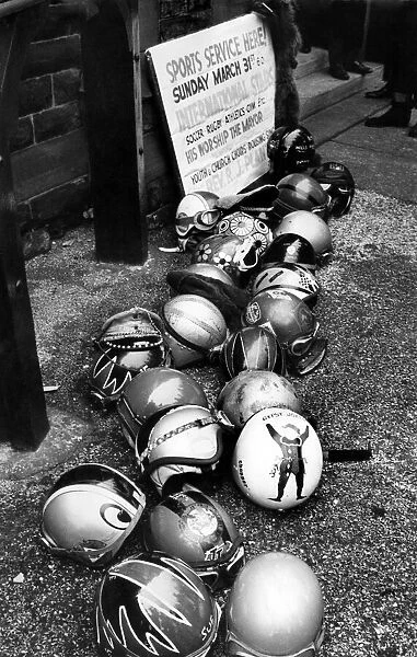 Crash helmets. April 1968 P005175