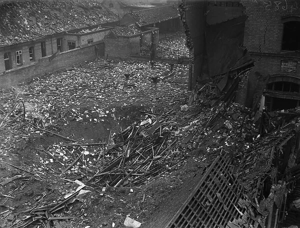 Crater in the courtyard of Erdington House Hospital, which caused substantial damage to