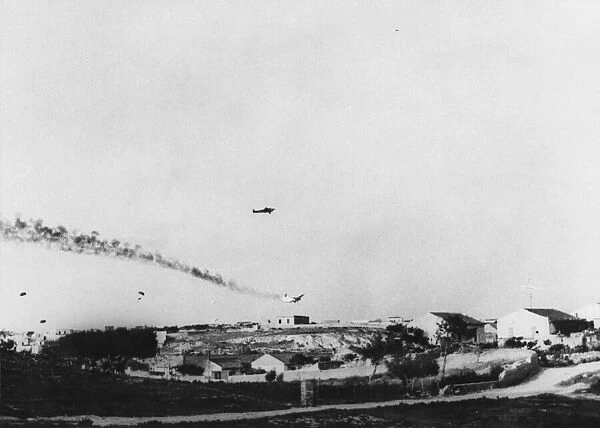 On Crete, the German bombing of the Heraklion aerodrome, near Candia