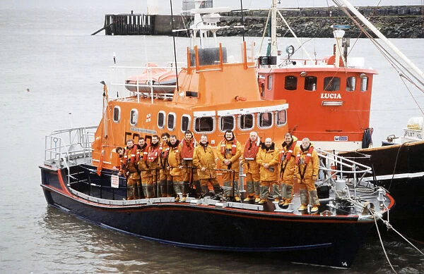 Crew on board the Barry lifeboat the Mary Frances Love