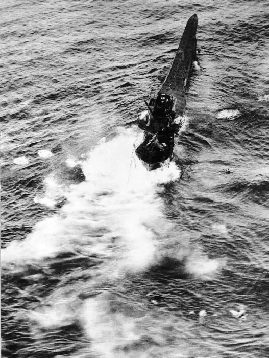 Framed Print : The crew of a sinking German U Boat scramble into the lifeboats after being hit by a Framed Print : The crew of a sinking German U Boat scramble into the lifeboats after being hit by a