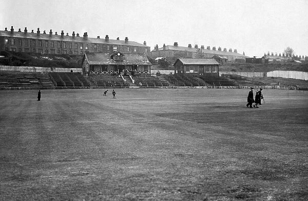 Cricket at Castleton Moor, Lancashire. Bad light stops play. 19th May 1953